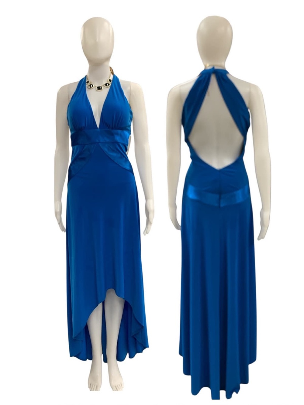 Morgan & Co. Royal Blue Halter High-Low Evening Dress Size M